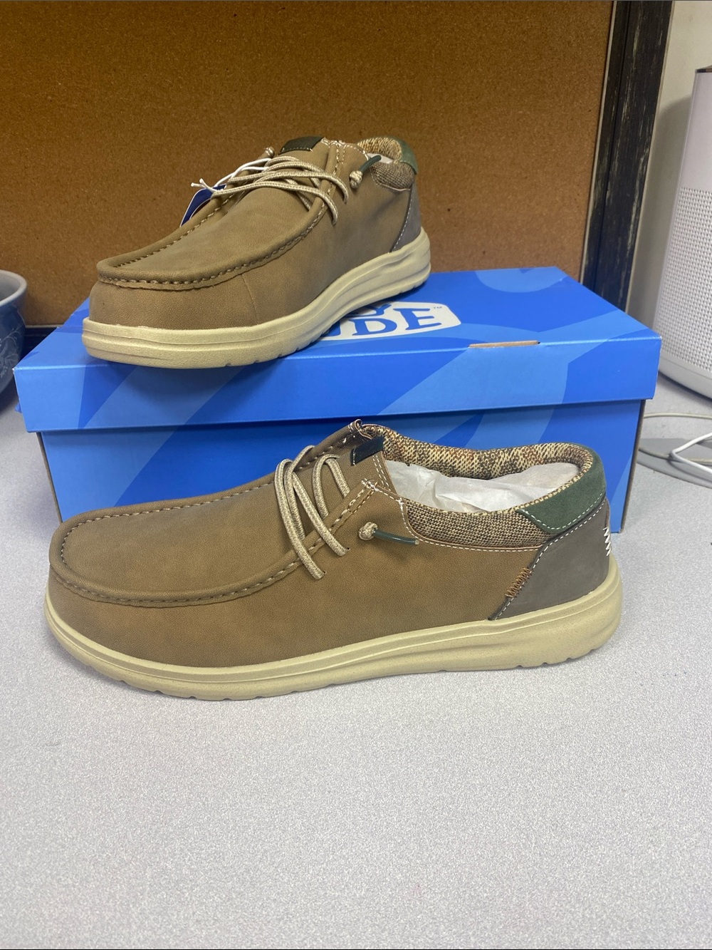 Hey Dude Men's Brown and Green Casual Boat Shoes